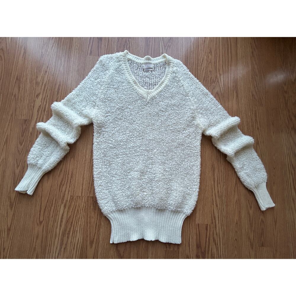 1960s Vintage Sears Cream Oversized Knit Sweater - Size Large